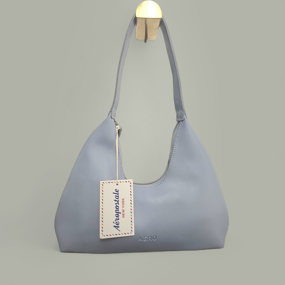 Aeropostale Slate Blue Shoulder Hobo Cresent Bag NEW